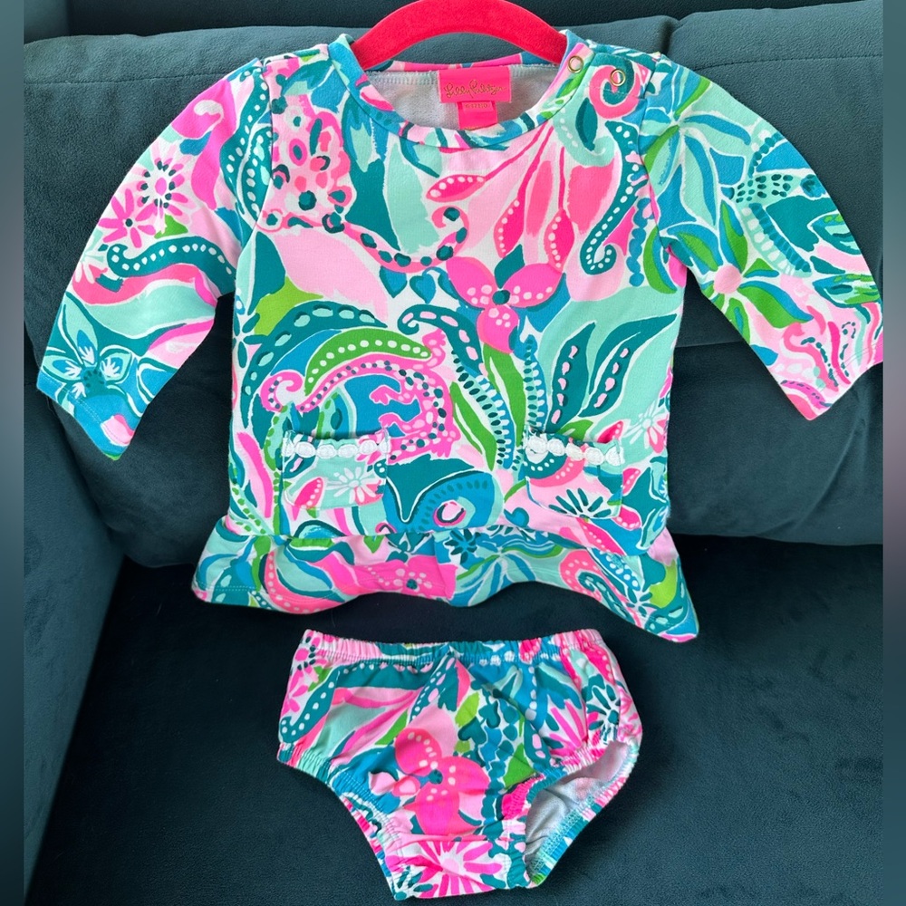 Classic Lilly Pulitzer Printed Dress & Bloomer Set, Size 6-12 Months